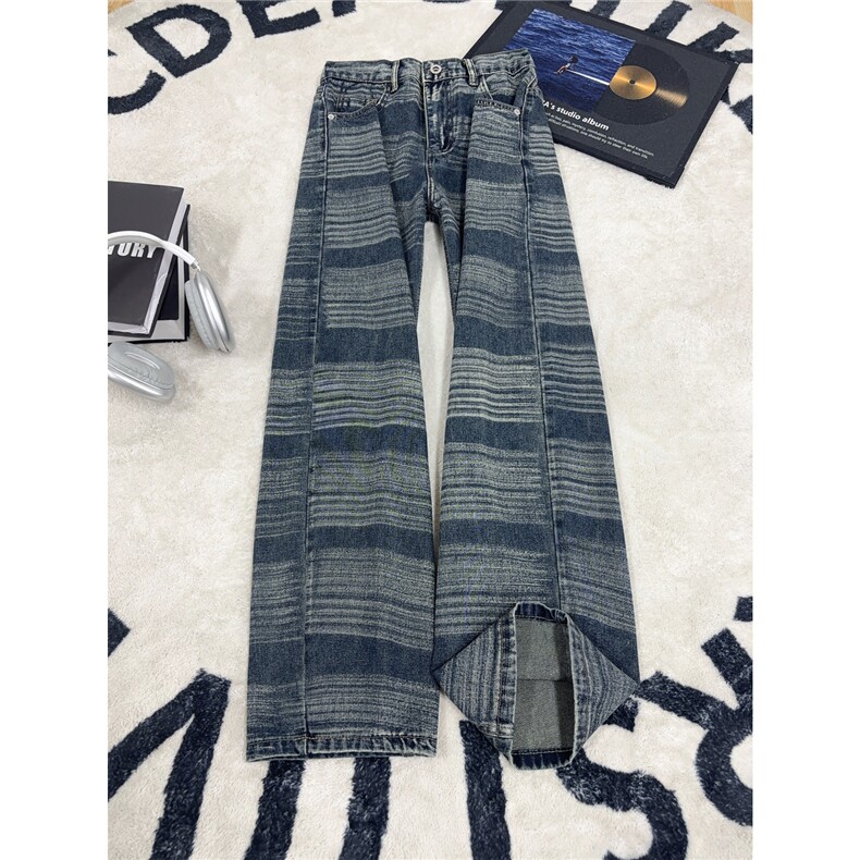 B221 美式ins高街暗黑个性重工艺直筒牛仔裤LK26645-特P46控78图片