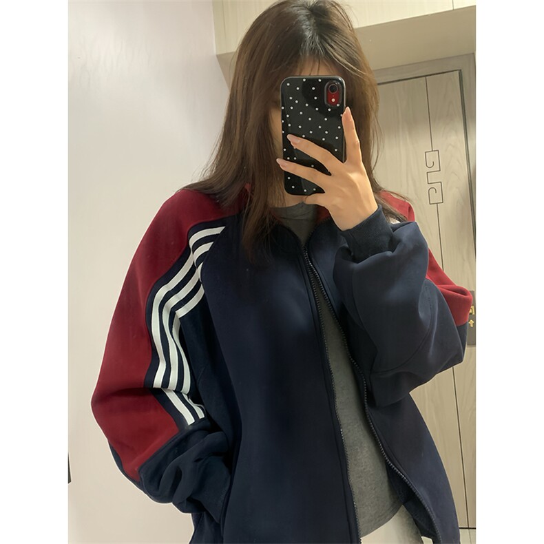 抖音得物高品质重磅26春装美式高街重磅织带拼接撞色立领卫衣外潮,男装卫衣,电商A443