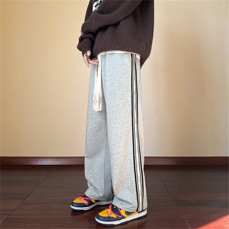 卫裤侧边条纹高街潮牌直筒阔腿拖地休闲裤K216-P45限68,男装休闲裤,电商B370