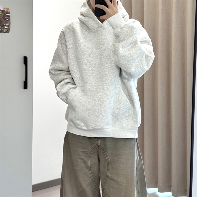 抖音得物高品质二开秋冬美式高街重磅结构辑明线连帽卫衣外套W75，男装卫衣，电商A486