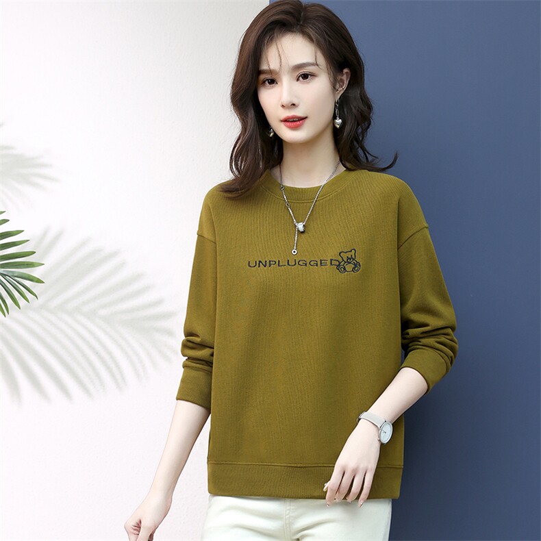 2023年秋季新款套头圆领卫衣女长袖韩版宽松显瘦上衣服打底衫女棉,女装卫衣/绒衫,简韵佳