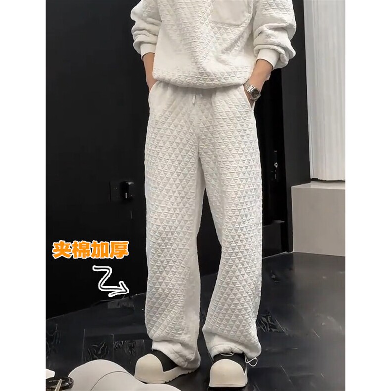 特批P35无差价冬季菱格夹棉加厚男休闲保暖大码拖地裤K5692J加棉图片