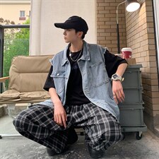 新款工装牛仔马甲男生韩版潮流oversize外套复古坎肩背心M802-p50，男装背心/马甲，星座1008-1