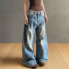 美式高级感裂纹水洗脏旧牛仔裤男女cleanfit显瘦破洞裤子N701，男装牛仔裤，星座1116A（原606A-3）