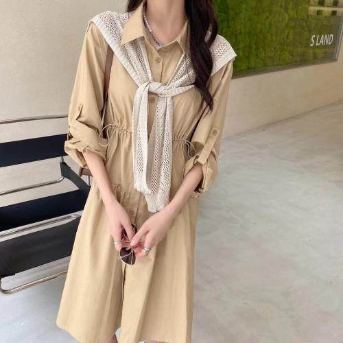 秋季衬衫裙，女装衬衫，吉之红