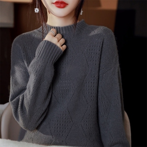 纯色女2024年新款秋冬季内搭针织羊毛衫图片