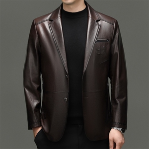 BG-S25063春秋款海宁真皮皮衣男山羊皮西服商务休闲男装外套图片