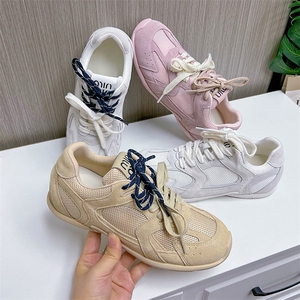 真皮阿甘鞋女2024春夏新款平底潮流运动鞋女透气老爹鞋女休闲女鞋