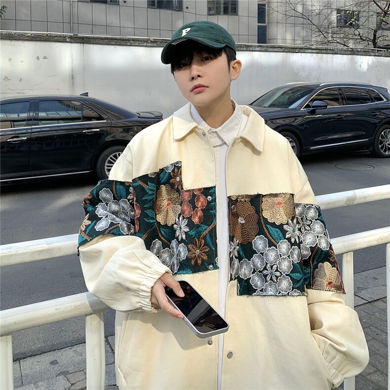 2026春季新款港风休闲宽松外套M-5XL男潮拼接翻领夹克7568P85,男装夹克,星座227-7