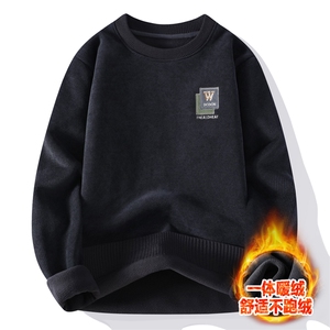青年学生男士高品质休闲圆领华夫格一体绒毛衣打底针织衫M837-P52图片