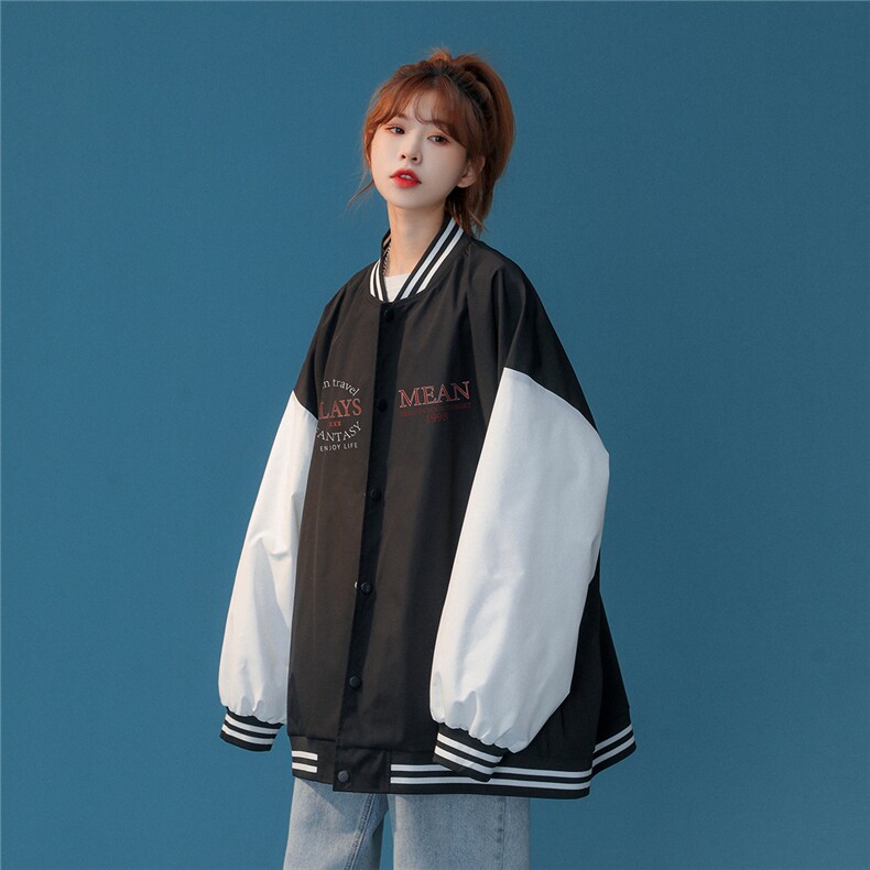 中性风2023秋季新款港风oversize情侣棒球服夹克G8021p65控88,男装夹克,A247A