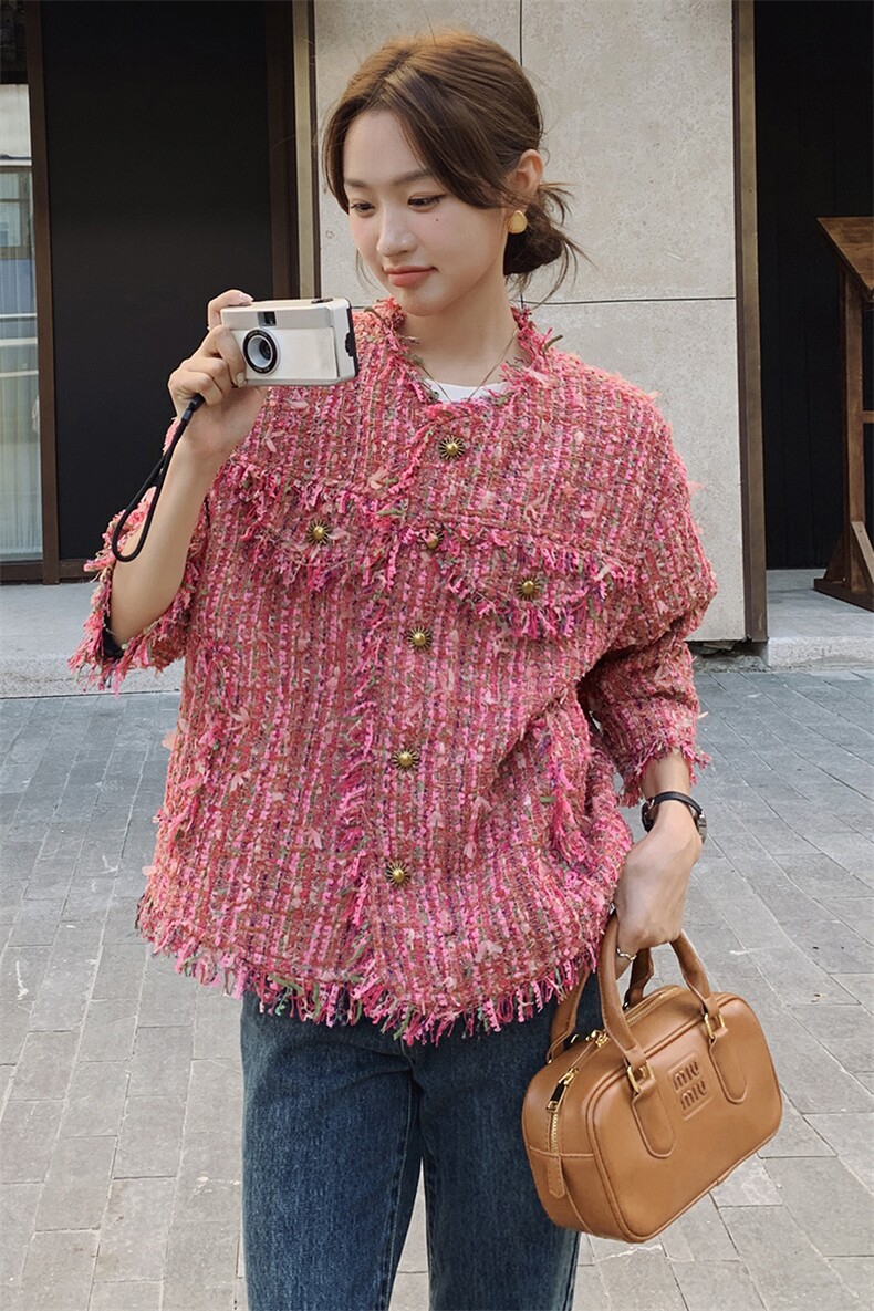 时尚小香风外套女中长款优雅显瘦羊毛短外套,女装短外套,秋水欣儿