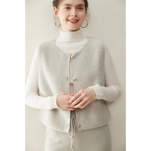 2025年秋季新款百搭女士毛巾圈无袖马甲，女装羊绒衫，纳丰羊绒