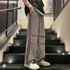 直播数据款春季新款撞色侧条纹伞兵裤宽松直筒休闲裤K501-P32，男装休闲裤，星座914-3