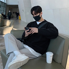 Cleanfit韩系北极绒V领毛衣潮男秋冬新款宽松百搭珠地针织打底衫，男装T恤，星座715-4