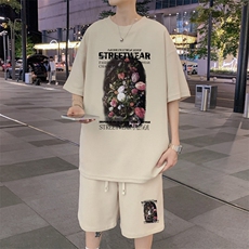 ！直播推荐款！2023夏季男士华夫格潮牌短袖T恤套装HTZ10P50，男装T恤，电商B220