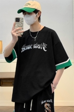 夏季撞色华夫格运动短裤T恤男女冰感简约短袖套装6617-P70控价98，男装T恤，电商A441-1