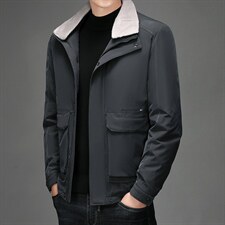 羊毛毛领羽绒服男冬季中年男士冬装休闲外套上衣BJY08227-P245图片