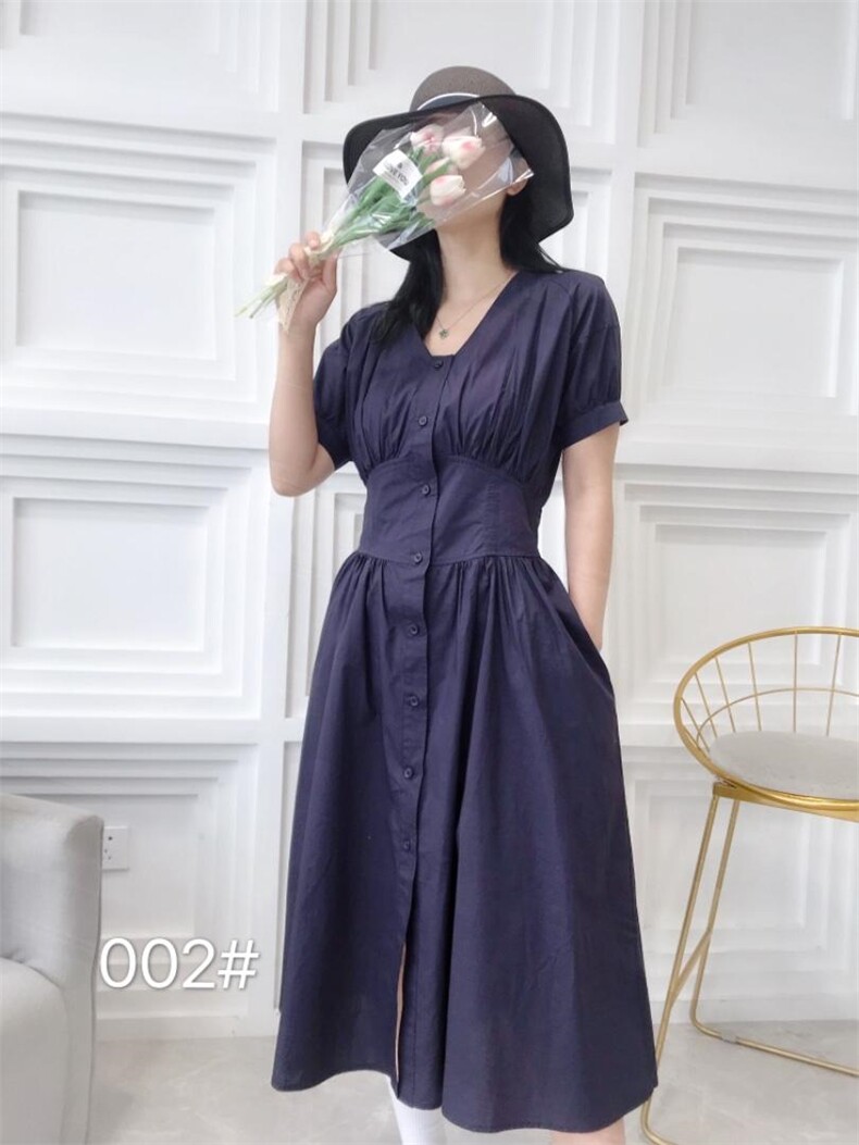 现货棉布净色韩版宫廷风连衣裙，女装连衣裙，YO\VLF雅洛菲