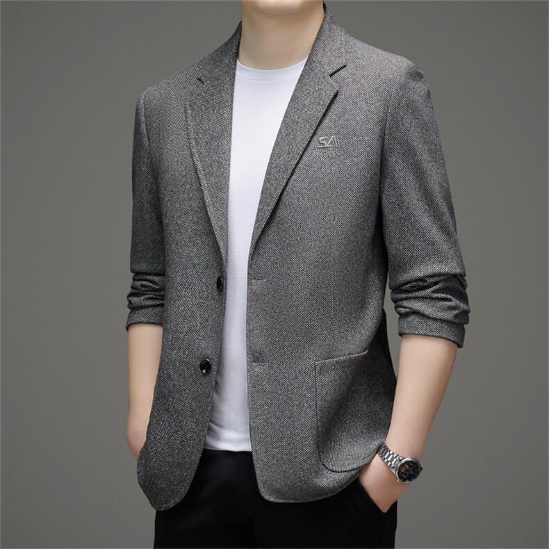 纯色西服中年男士宽松外套个性百搭商务休闲上衣男装MJ2305-P115,男装西服,星座1105-3