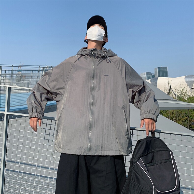 Wt055-P38港风潮流遮阳透气大码纯色防晒服,男装夹克,星座1501-1