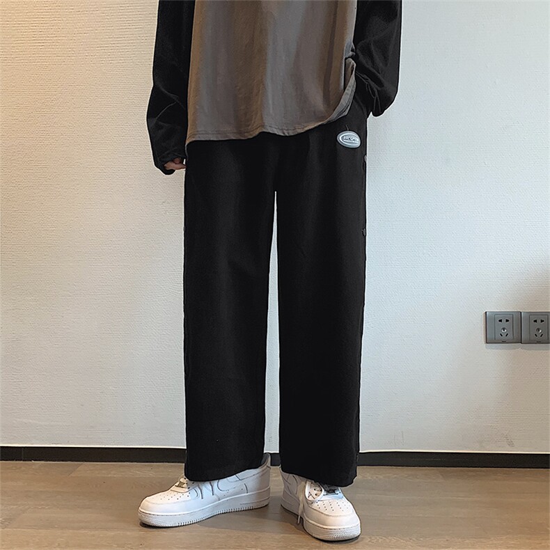 腰果花裤子男新款ins潮牌炸街直筒排扣休闲裤港风宽松K347-P35，男装休闲裤，星座1008-1