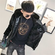 1刺绣仿皮草加绒棉服社会小伙加厚男棉衣保暖外套C301B-PC03，男装棉衣，电商C301B