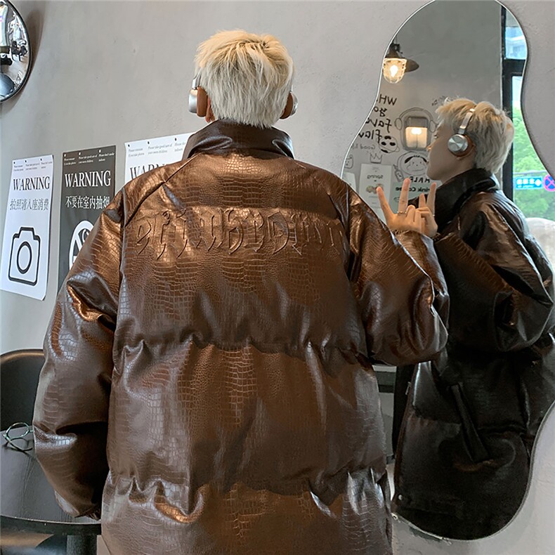 港风鳄鱼纹钢印字母设计棉衣男MY77093P120控168抖音控198，男装棉衣，星座227-7