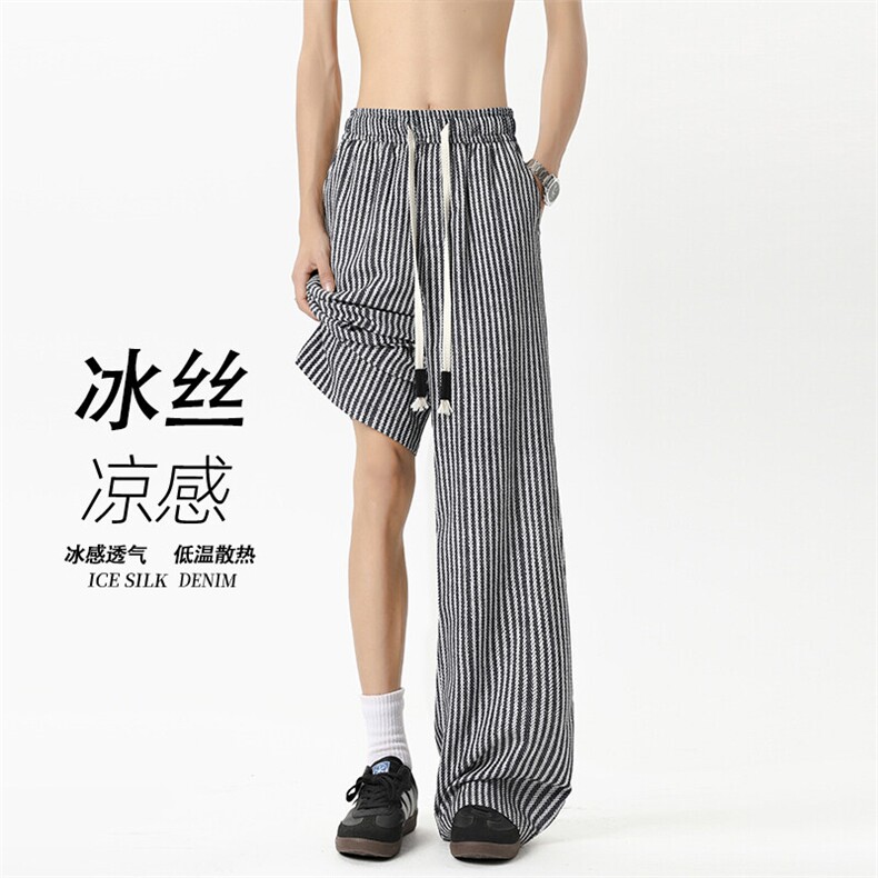 2025 夏季新款 无影墙四面弹条纹冰丝裤M-5XL HK25473-特P25图片