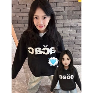 设计感字母印花卫衣男女春秋季美式撞色修身辣妹短款露脐上衣图片