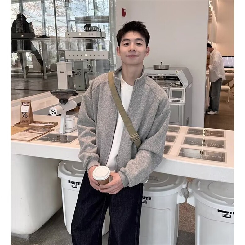 复古简约纯色立领卫衣男女情侣拉链衫外套上衣流行513AKS2631P43,女装短外套,星座513A