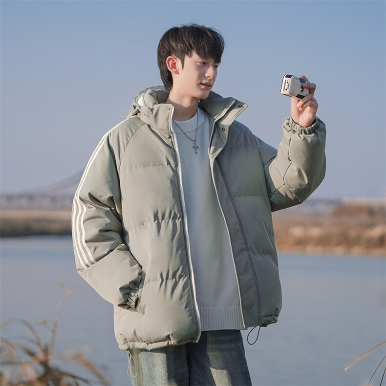 现货抖音得物供视频三条杠织带加厚羽绒连帽棉衣外套棉服MY8097,男装棉衣,电商A486