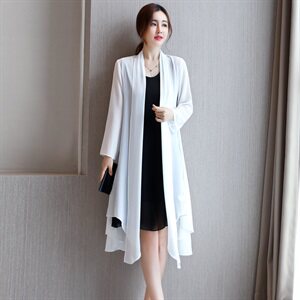 无袖吊带连衣裙新款夏季宽松显瘦长款气质雪纺防晒衣外披吊带裙子，女装职业装，秀美人生