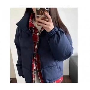 假两件格子衬衣棉服男女同款宽松加厚棉衣情侣开衫外图片