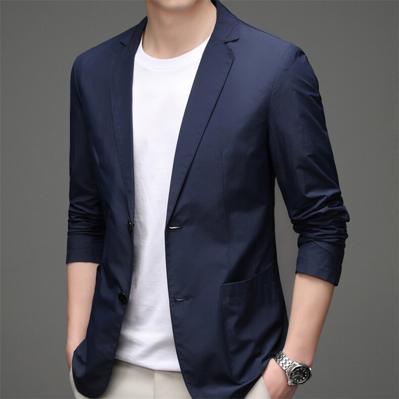 2023年翻领口袋中老年时尚上衣春季单排扣长袖西服YYA192203,男装西服,钱塘6003（原4033）