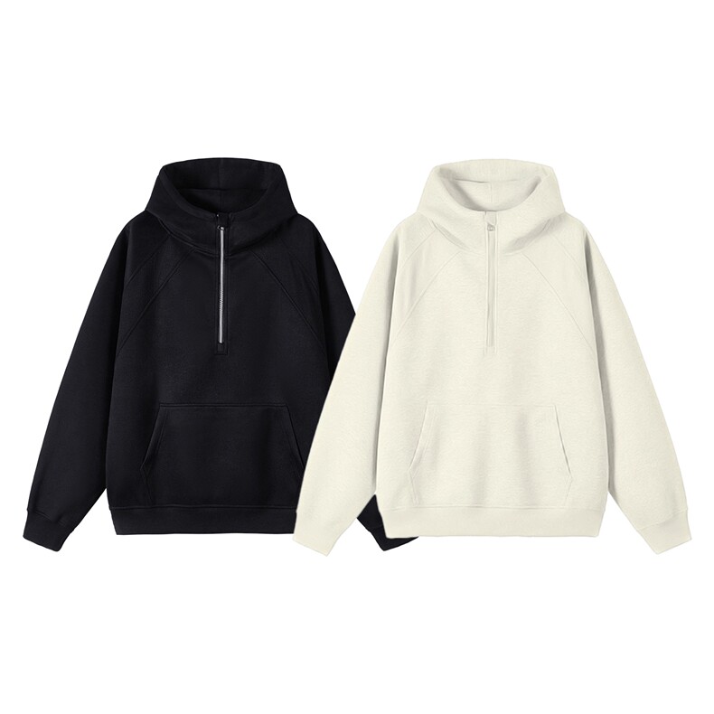 抖音得物品质25秋冬美式高街重磅拉链辑明线高领连帽卫衣外套W81，男装卫衣，电商A486-1