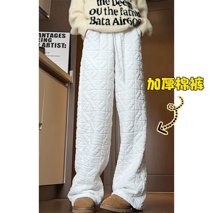 特批P35无差价抖音休闲裤男女菱格保暖加棉拖地裤K5614J加棉图片