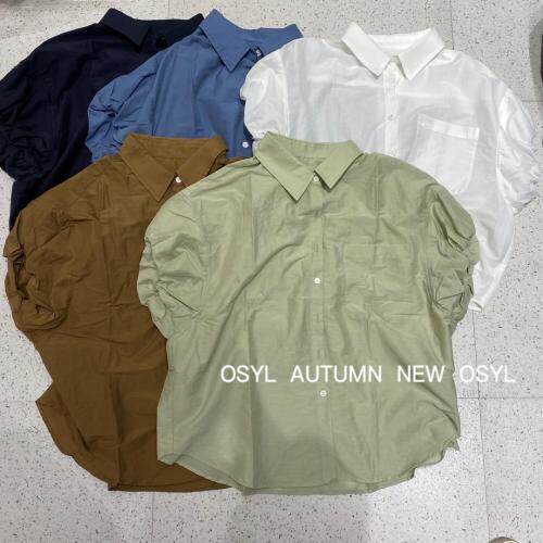 抽皱袖衬衫，女装衬衫，晶晶