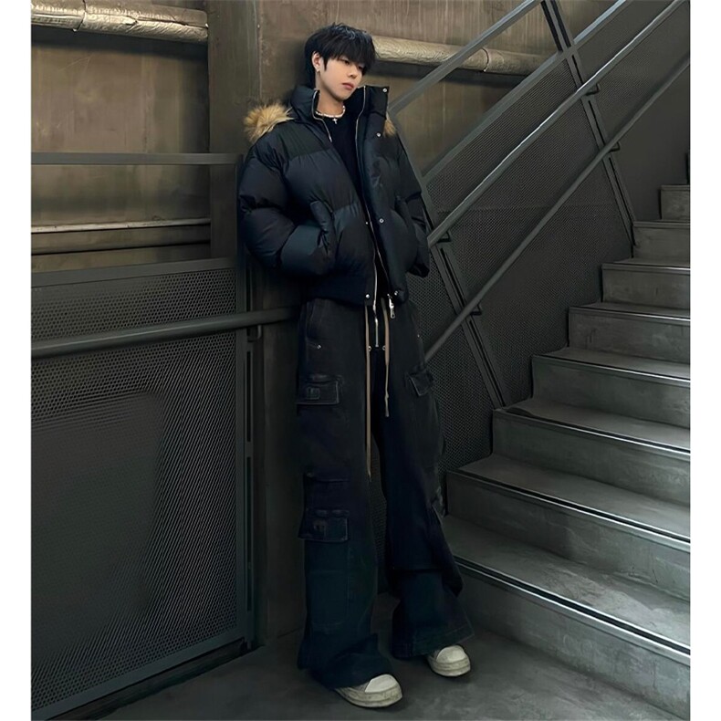 美式短款毛领羽绒服男款冬季痞帅高级感连帽派克棉服cleanfit外套,男装羽绒服,星座506A