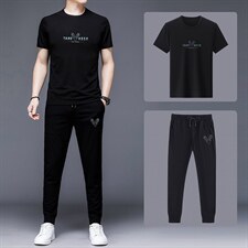 2023年夏款潮流休闲时尚男士运动短袖套装P135，男装休闲套装，电商D223-1