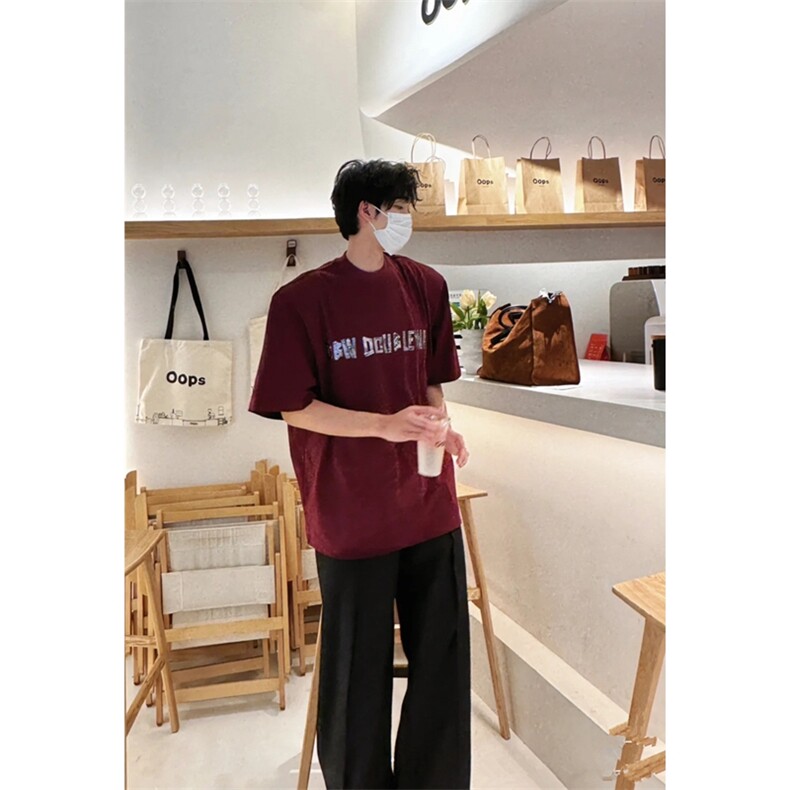 巴黎世家重磅短袖垫肩T恤软金属立体印花宽松体恤1213-T2429-P35,男装T恤,星座1213