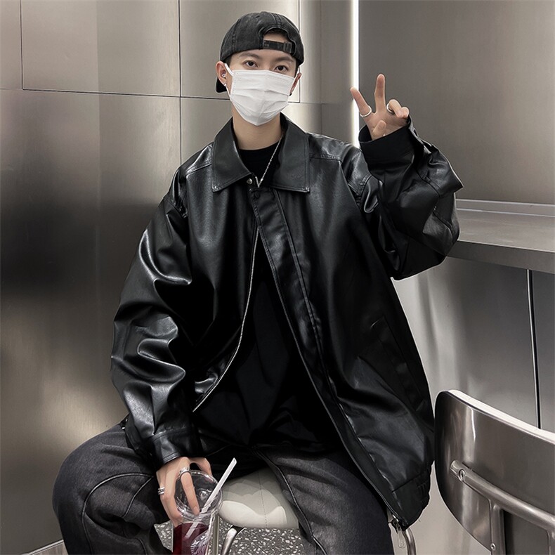 皮衣外套男款春秋潮流美式复古痞帅高级感炸街宽松皮夹克JK60-P65,男装夹克,星座308B-2