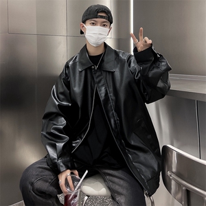 皮衣外套男款春秋潮流美式复古痞帅高级感炸街宽松皮夹克JK60-P65图片