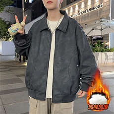 M-8XL时尚翻领皮衣夹克外套男7083加绒-P90大码，男装夹克，星座209