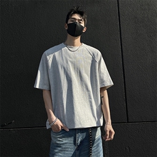 黑色小领口短袖男款cleanfit美式重磅t恤夏季运动健身正肩半截袖，男装T恤，电商A486
