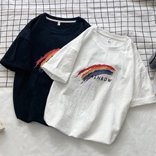 YT26064-P30亚短袖t恤男大码五分袖男宽松七分袖港风摆拍，男装T恤，电商A040