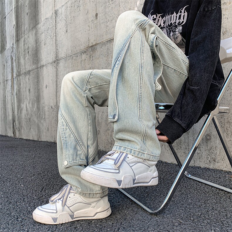 美式牛仔裤男款春季水洗做旧小众黄泥染长裤A061-YJ6724-P65控88图片