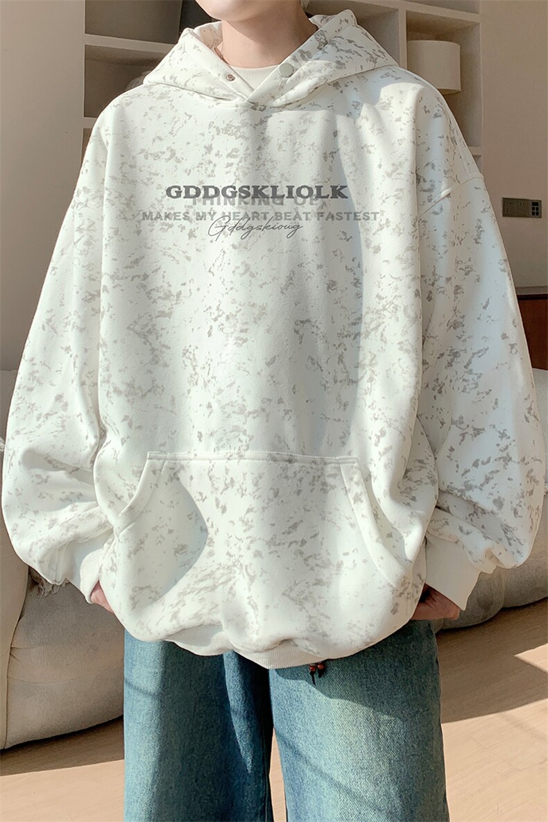 已注册/华棉春秋内景美式扎染宽松连帽卫衣男WY00720/P45加绒P50,男装卫衣,电商B316