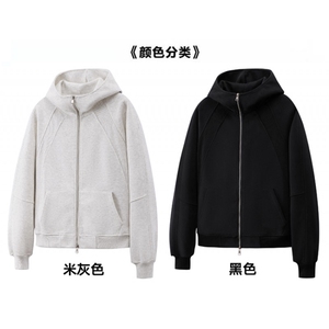 全棉重磅380克开衫拼接boxy套头外套男 AH939-特P52 不议价图片