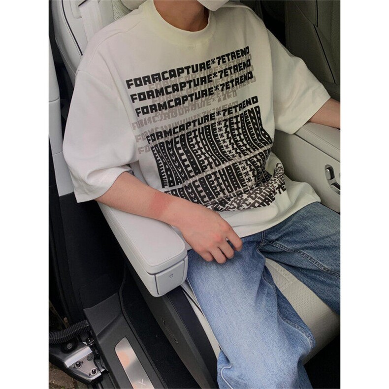 美式高街字母T恤男夏季圆领小众设计感短袖潮牌上衣T07148P38,男装T恤,星座1004（原星座815-3）